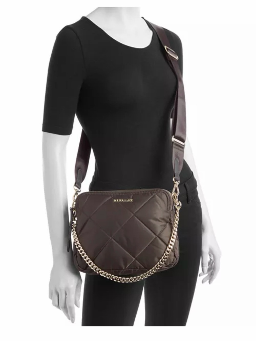 Excellent Used Condition MZ Wallace Quilted Crossbody Bag with Chain - Picture 2 of 10